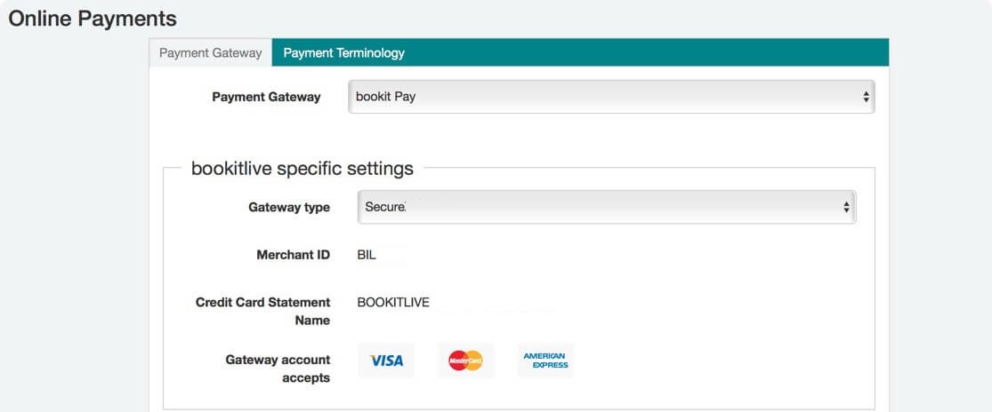 Setting up payment configuration on the booking system dashboard