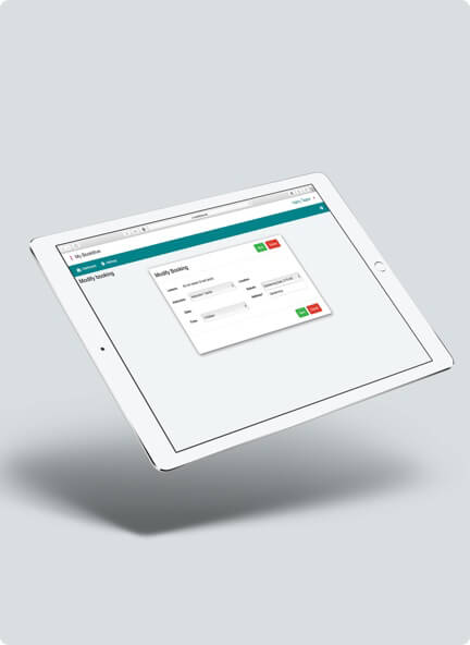 Managing booking software configuration from a tablet